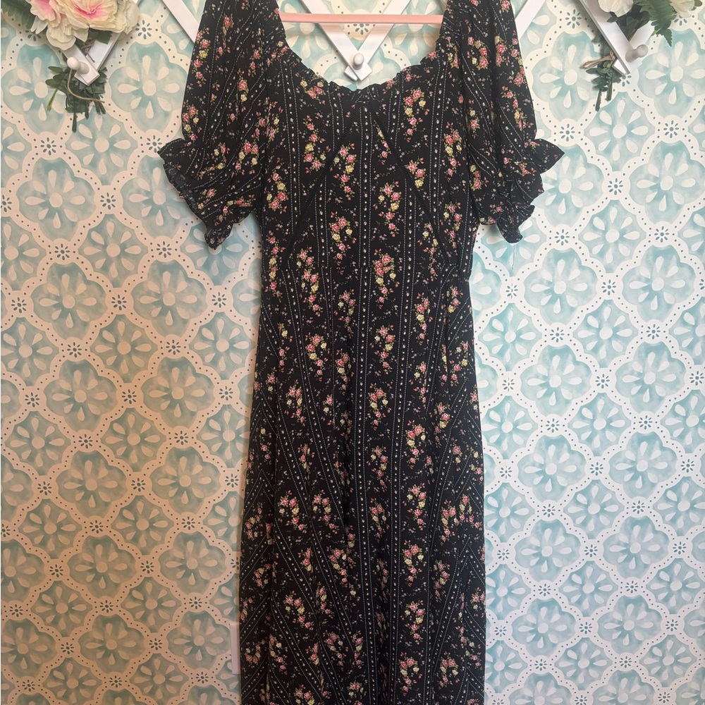 Ivy city Floral Black Dress